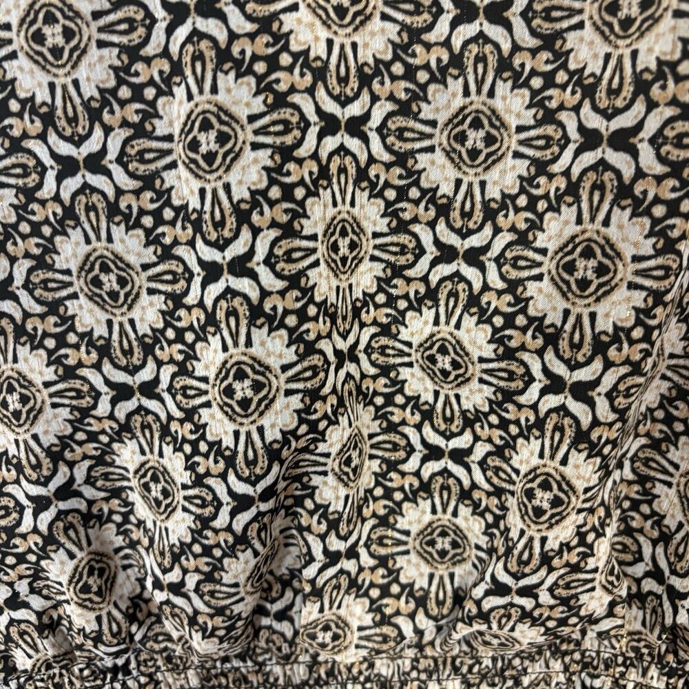 1State Paisley Printed V Neck Ruched Metallic Thread Boho Midi Dress Modest Sz S - Picture 5 of 8